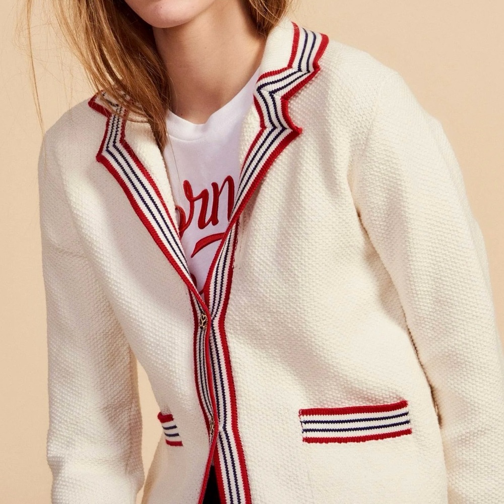 Sandro Nautical Style Cardigan in white size 0/XS - Picture 3 of 11